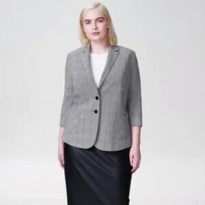 Universal Standard Women 14-16 Plaid Meg Blazer Black Minimalist Old Money